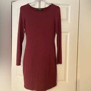 - Lulus Burgundy Long Sleeves Dress Size S